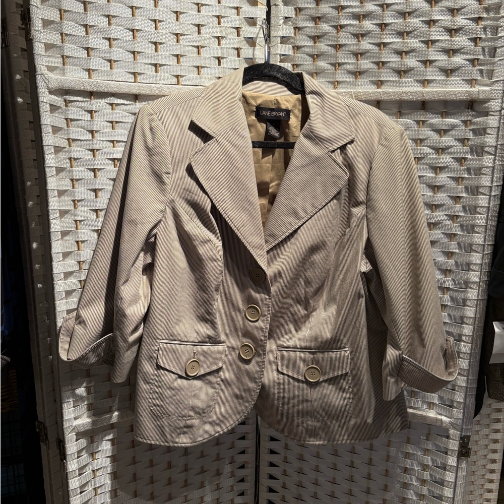 Lane Bryant Light Tan Blazer with Button Details